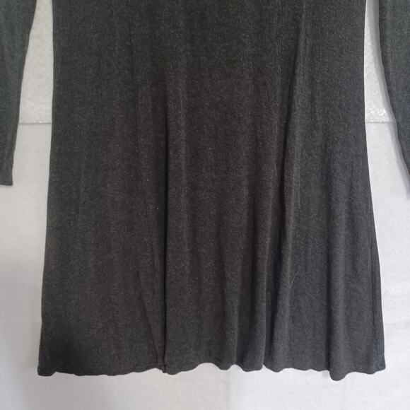 Eileen Fisher Long Sleeve Dress Small Charcoal Gray Heather Jersey Knit A-Line - Picture 7 of 10